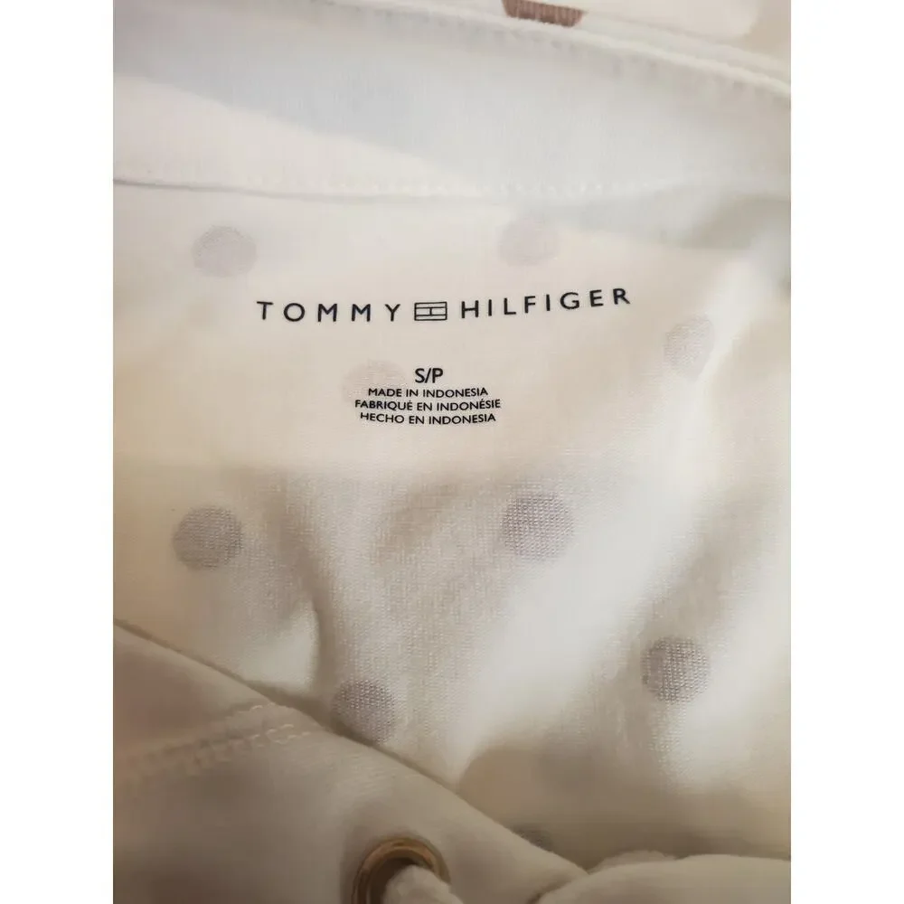 New Tommy Hilfiger Dress Womens Sz S Small White Polka dot Short Sleeves T - Picture 3 of 4